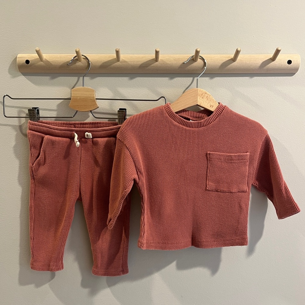 ZARA | Rust Ribbed Baby Matching Set | 9-12 Mo